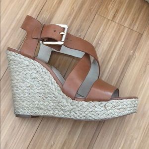 Michael Kors brown leather wedges
